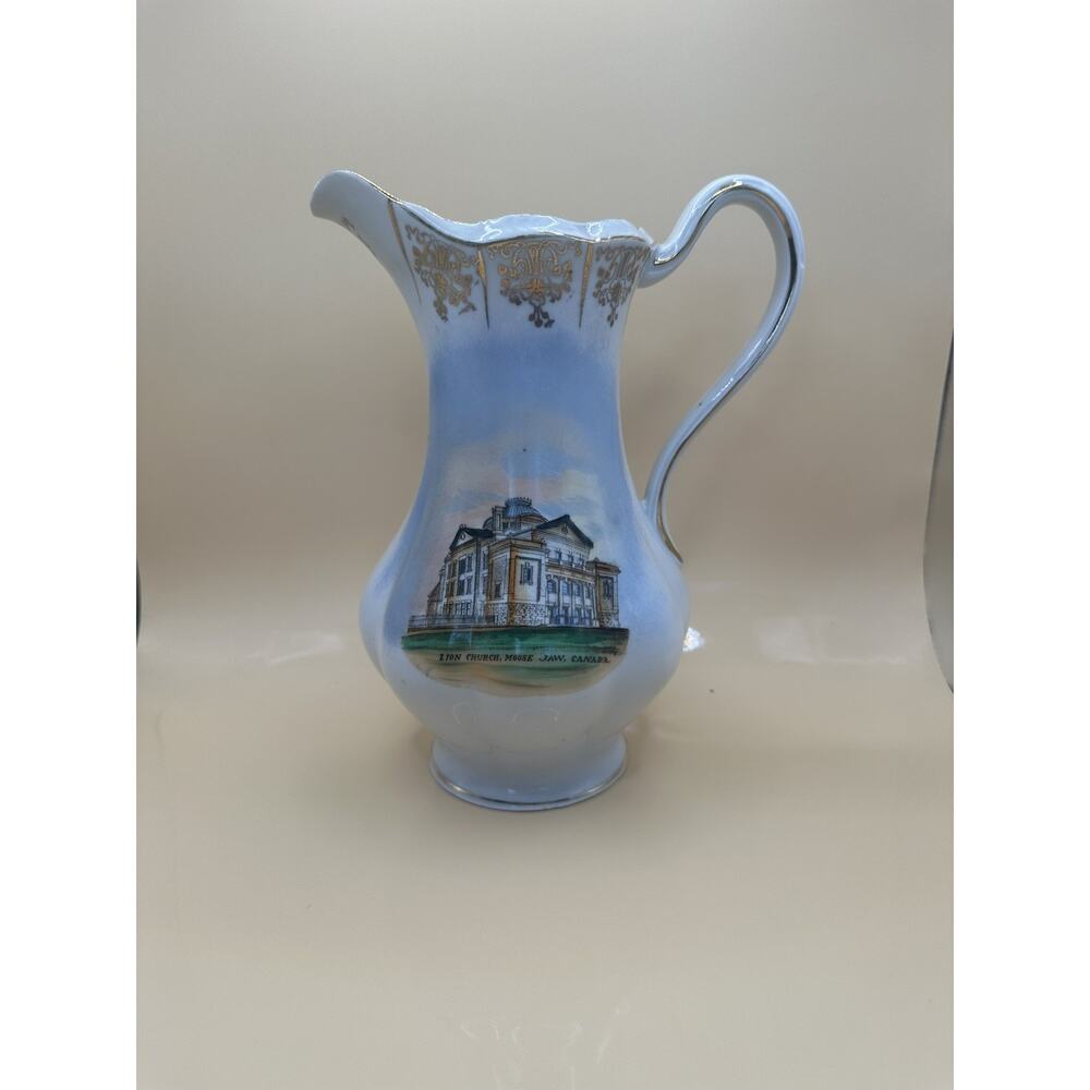 Vt Southern Potteries Ltd England c.1950s Lion Church Souvenir Pitcher Handprin